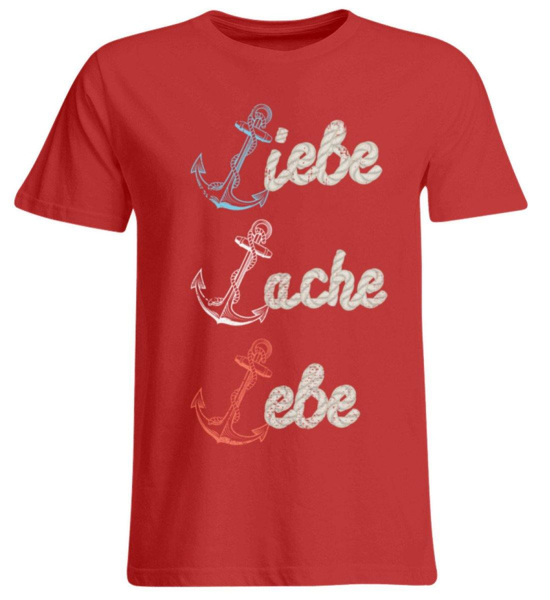 Liebe Lache Lebe - Norddeutsch   - Übergrößenshirt - Words on Shirts Sag es mit dem Mittelfinger Shirts Hoodies Sweatshirt Taschen Gymsack Spruch Sprüche Statement