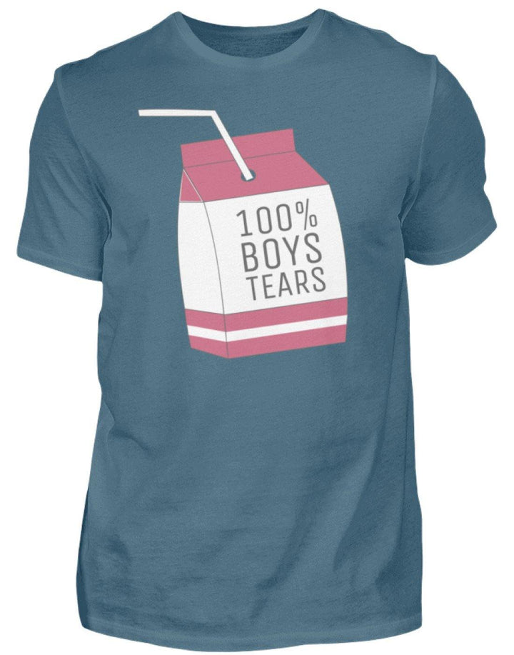 100% Boys Tears  - Herren Shirt - Words on Shirts Sag es mit dem Mittelfinger Shirts Hoodies Sweatshirt Taschen Gymsack Spruch Sprüche Statement