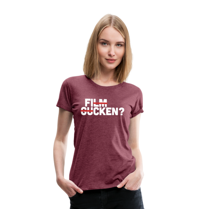Frauen Premium T-Shirt - Bordeauxrot meliert