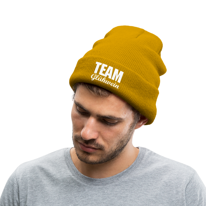Team Glühwein - Beanie - Mütze - Wintermütze - Senfgelb