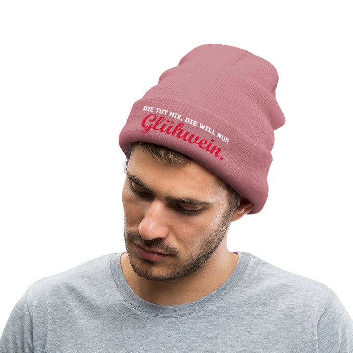 Die tut nix, die will nur Glühwein. - Beanie - Mütze - Wintermütze - Rosa