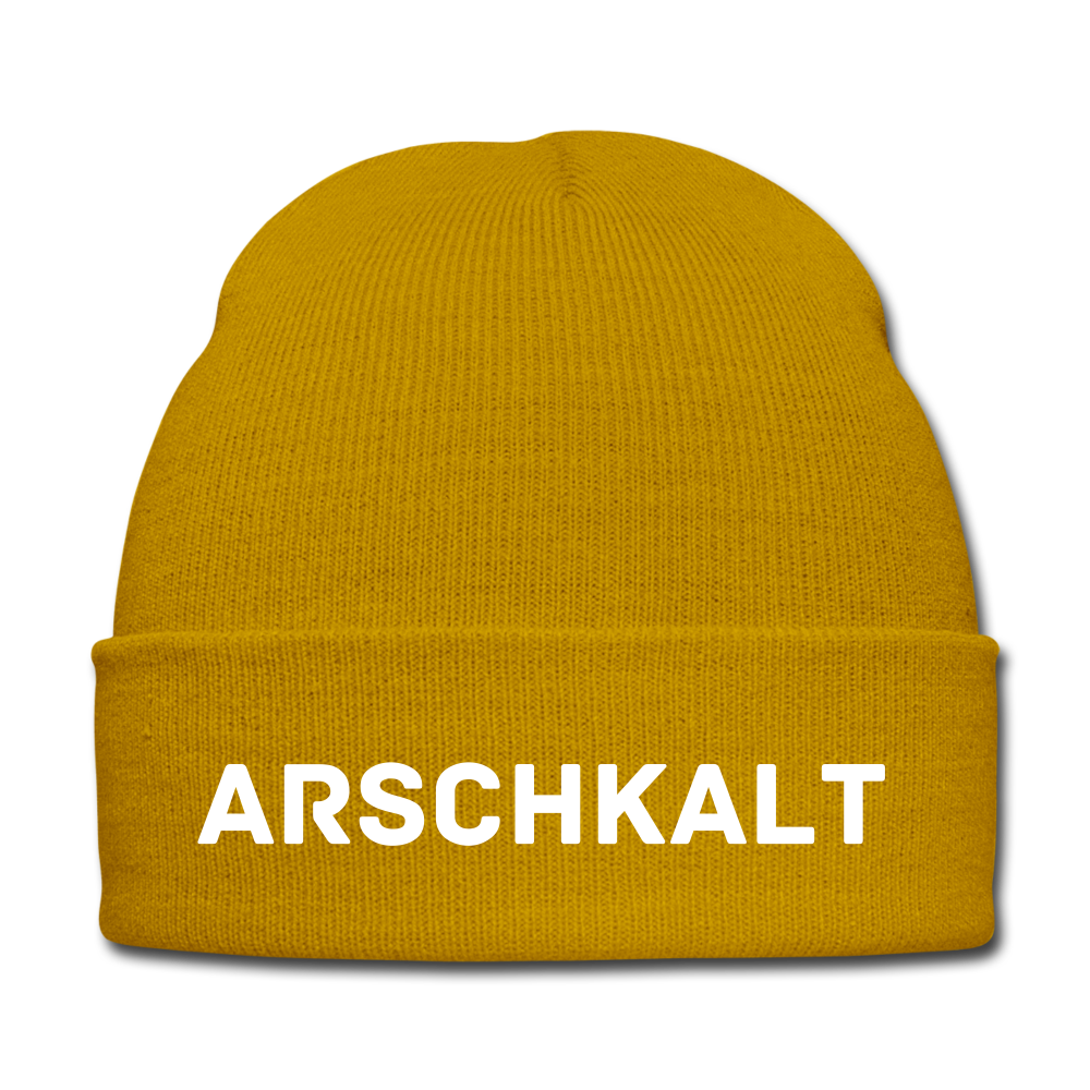 ARSCHKALT - BEANIE - MÜTZE - WINTERMÜTZE - Senfgelb