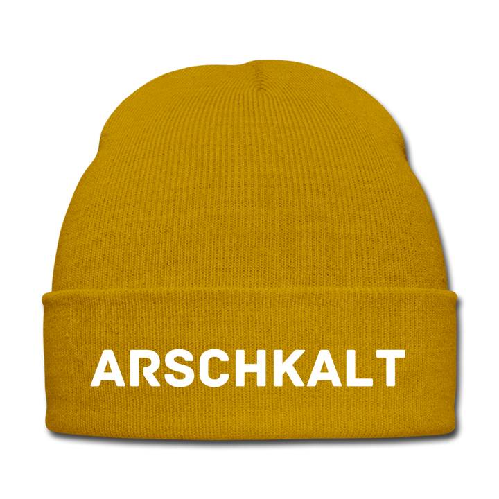 ARSCHKALT - BEANIE - MÜTZE - WINTERMÜTZE - Senfgelb