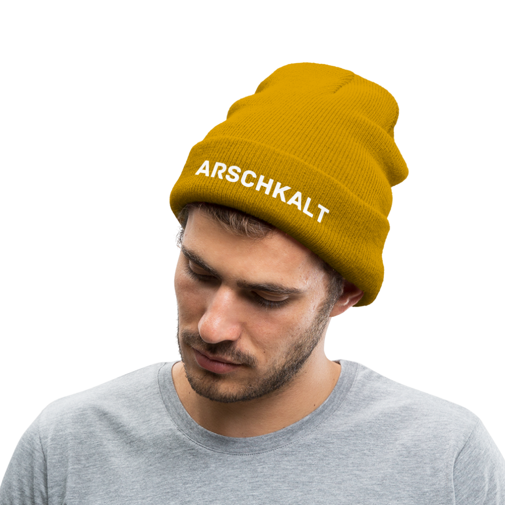 ARSCHKALT - BEANIE - MÜTZE - WINTERMÜTZE - Senfgelb