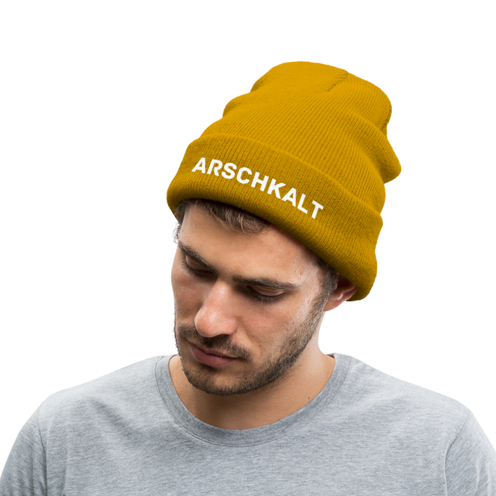 ARSCHKALT - BEANIE - MÜTZE - WINTERMÜTZE - Senfgelb