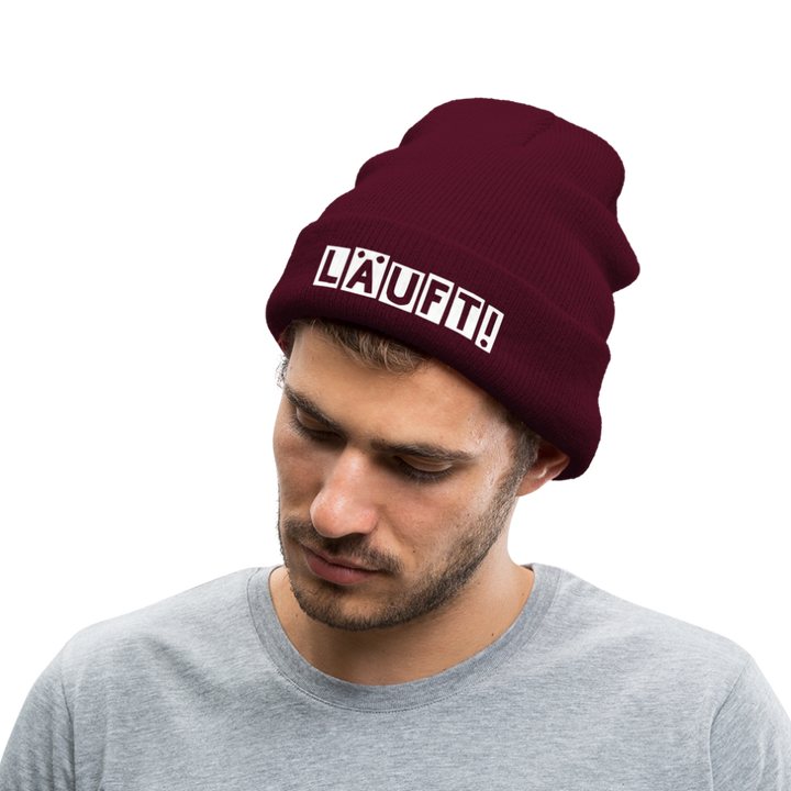 Läuft! - Beanie - Mütze - Wintermütze - Burgunderrot