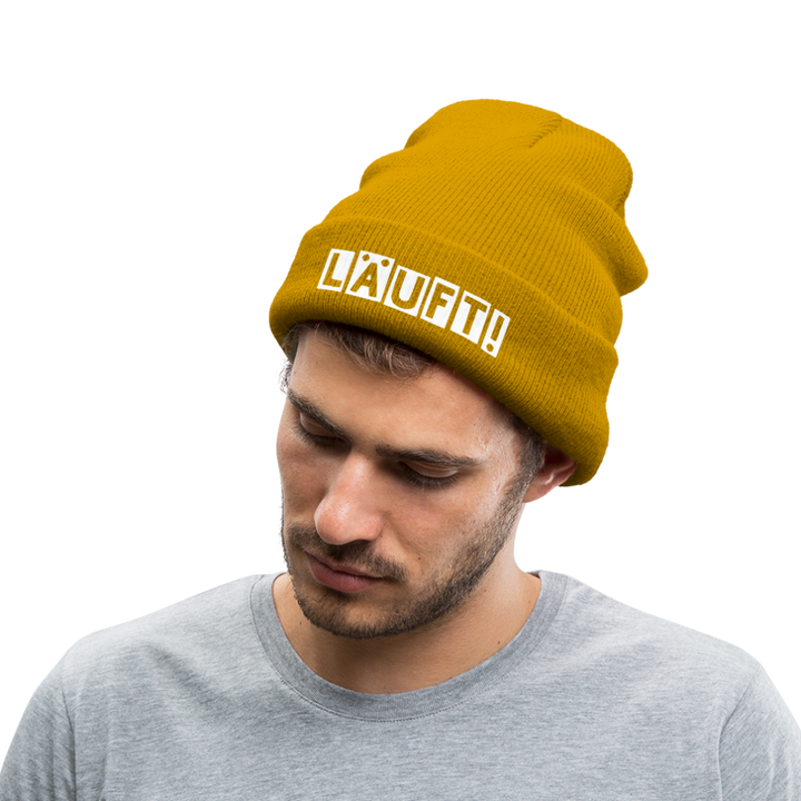 Läuft! - Beanie - Mütze - Wintermütze - Senfgelb