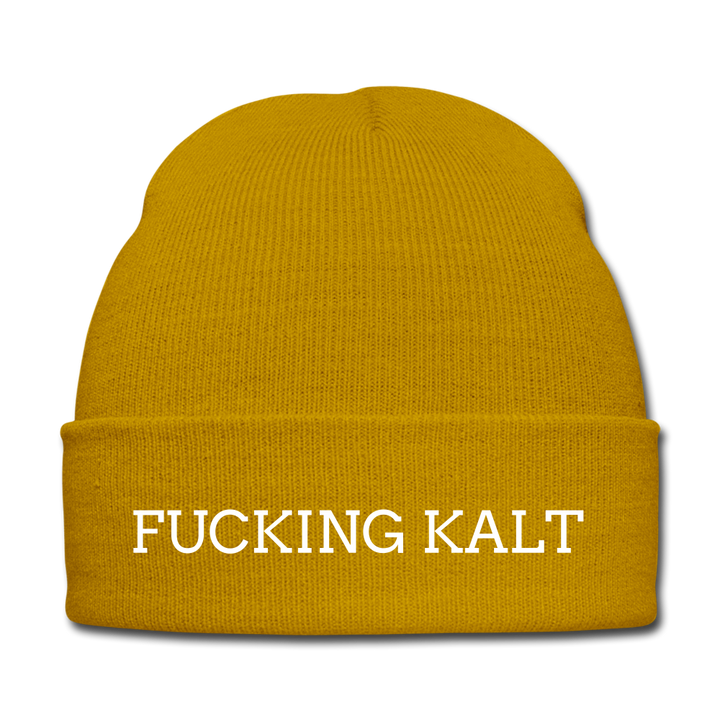 Fucking kalt - Beanie - Mütze - Wintermütze - Senfgelb