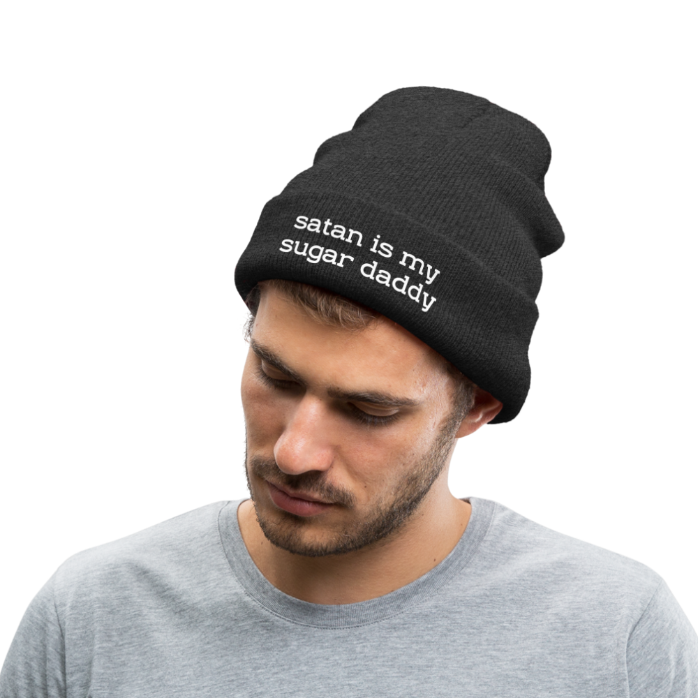 SATAN IS MY SUGAR DADDY - BEANIE - MÜTZE - WINTERMÜTZE - Asphalt