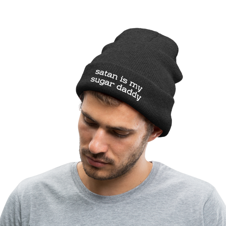 SATAN IS MY SUGAR DADDY - BEANIE - MÜTZE - WINTERMÜTZE - Asphalt