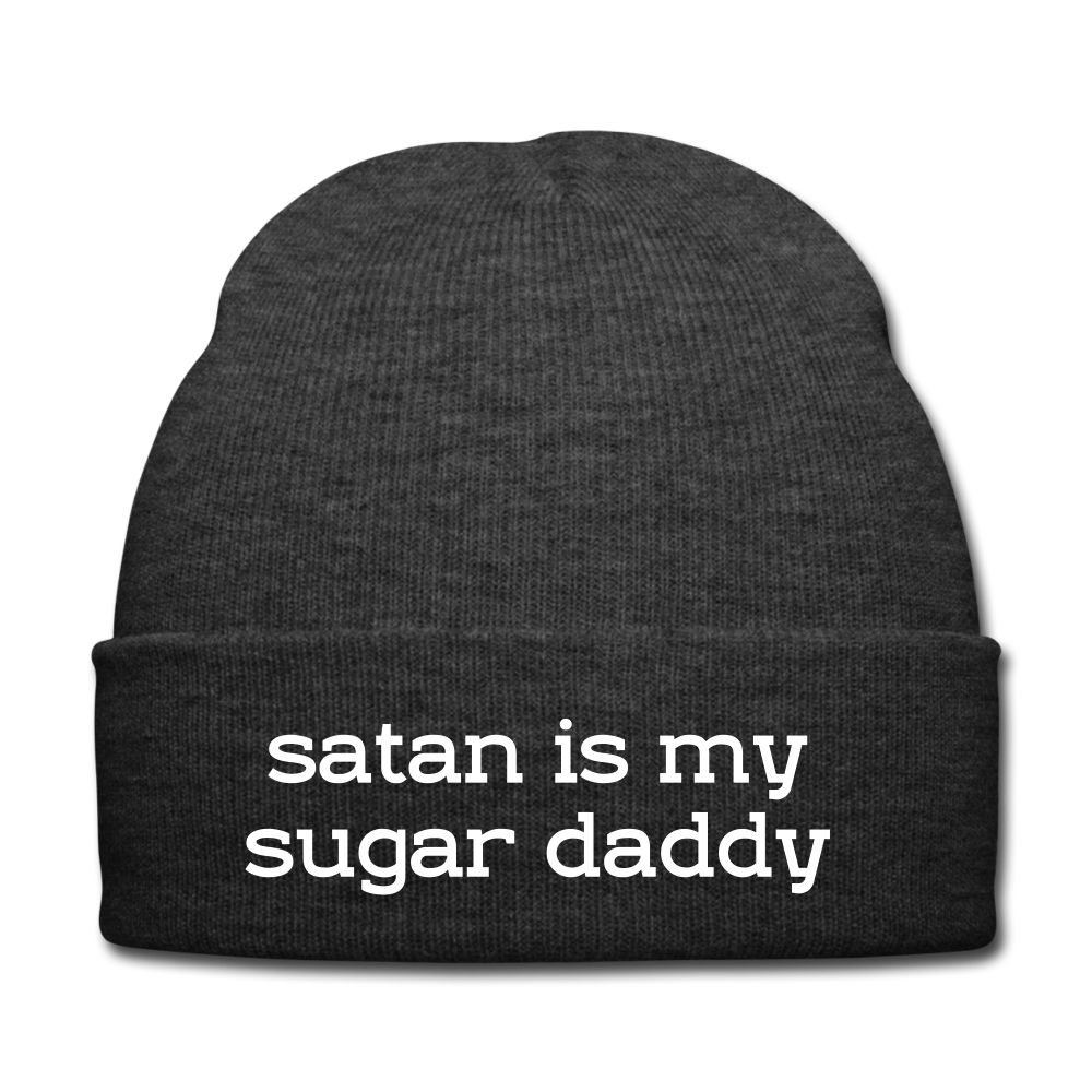 SATAN IS MY SUGAR DADDY - BEANIE - MÜTZE - WINTERMÜTZE - Asphalt