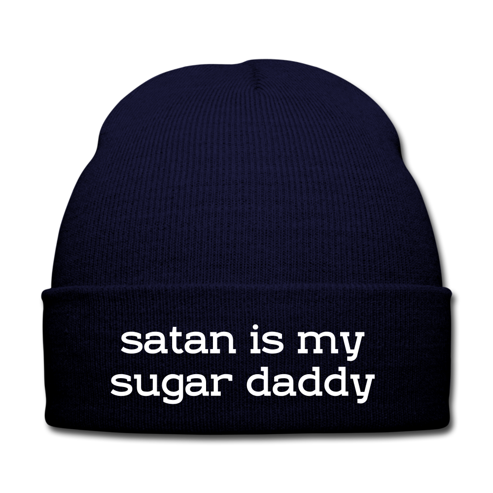 SATAN IS MY SUGAR DADDY - BEANIE - MÜTZE - WINTERMÜTZE - Navy