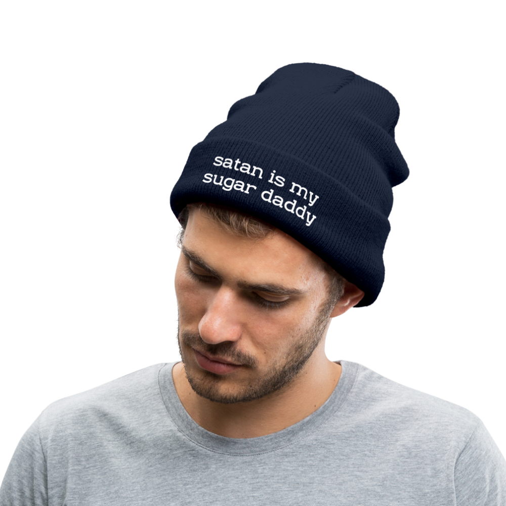 SATAN IS MY SUGAR DADDY - BEANIE - MÜTZE - WINTERMÜTZE - Navy