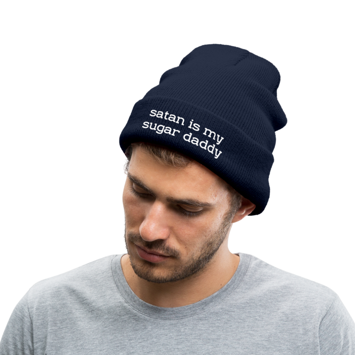 SATAN IS MY SUGAR DADDY - BEANIE - MÜTZE - WINTERMÜTZE - Navy