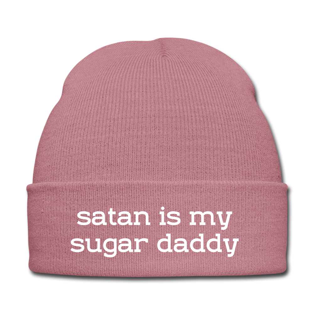 SATAN IS MY SUGAR DADDY - BEANIE - MÜTZE - WINTERMÜTZE - Rosa