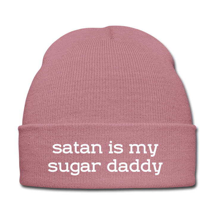 SATAN IS MY SUGAR DADDY - BEANIE - MÜTZE - WINTERMÜTZE - Rosa
