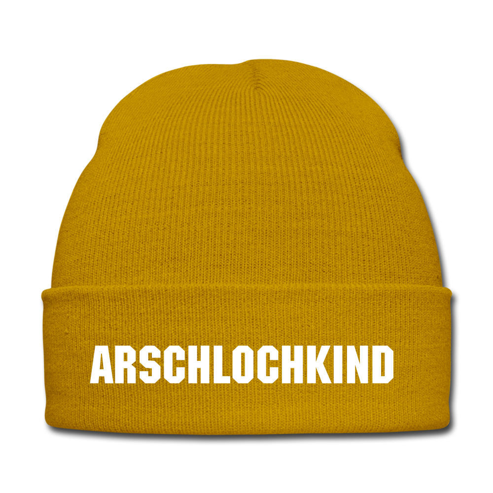 ARSCHLOCHKIND - BEANIE - MÜTZE - WINTERMÜTZE - Senfgelb