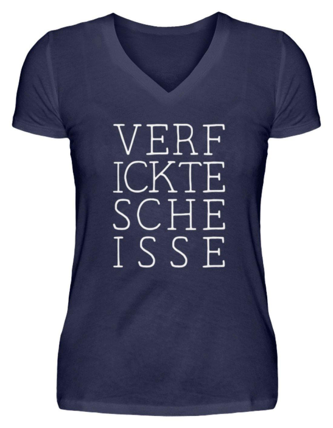 Verf ickte sche isse - Words on Shirts  - V-Neck Damenshirt - Words on Shirts Sag es mit dem Mittelfinger Shirts Hoodies Sweatshirt Taschen Gymsack Spruch Sprüche Statement