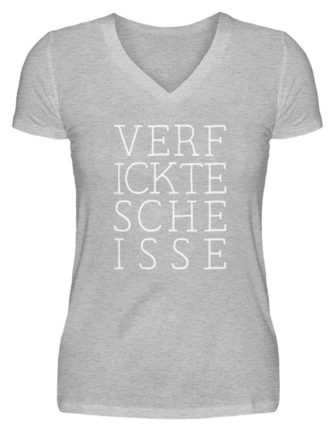 Verf ickte sche isse - Words on Shirts  - V-Neck Damenshirt - Words on Shirts Sag es mit dem Mittelfinger Shirts Hoodies Sweatshirt Taschen Gymsack Spruch Sprüche Statement