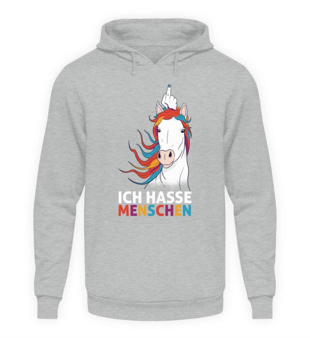 Ich hasse Menschen - Words on Shirts  - Unisex Kapuzenpullover Hoodie - Words on Shirts Sag es mit dem Mittelfinger Shirts Hoodies Sweatshirt Taschen Gymsack Spruch Sprüche Statement