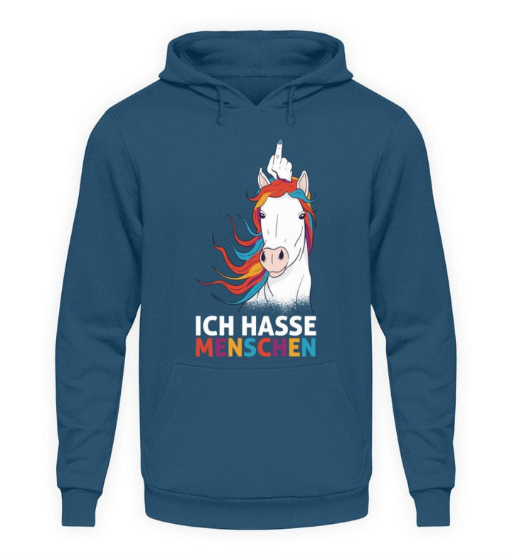 Ich hasse Menschen - Words on Shirts  - Unisex Kapuzenpullover Hoodie - Words on Shirts Sag es mit dem Mittelfinger Shirts Hoodies Sweatshirt Taschen Gymsack Spruch Sprüche Statement