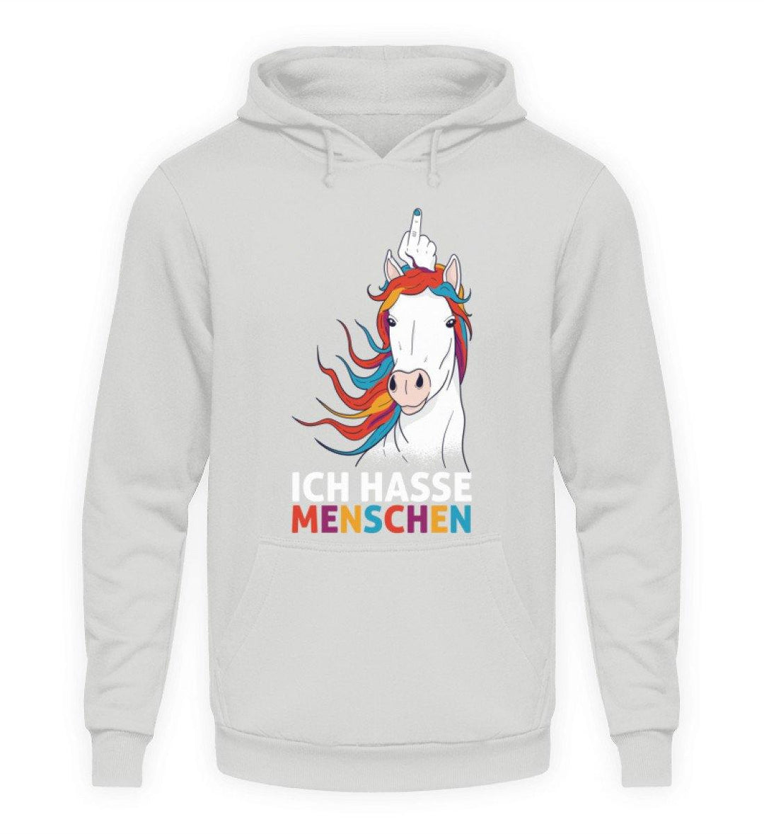 Ich hasse Menschen - Words on Shirts  - Unisex Kapuzenpullover Hoodie - Words on Shirts Sag es mit dem Mittelfinger Shirts Hoodies Sweatshirt Taschen Gymsack Spruch Sprüche Statement