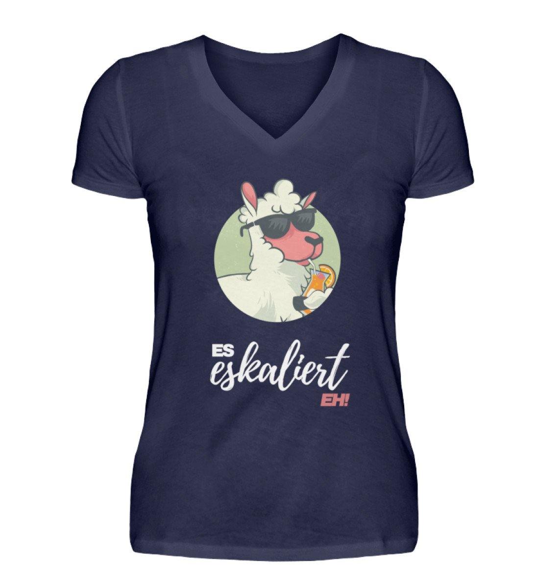 Es eskaliert eh - Lama Words on Shirts  - V-Neck Damenshirt