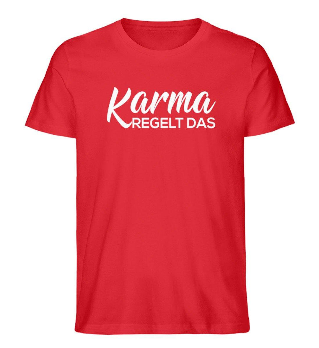 Karma regelt das-  Words on Shirts - PR  - Herren Premium Organic Shirt - Words on Shirts Sag es mit dem Mittelfinger Shirts Hoodies Sweatshirt Taschen Gymsack Spruch Sprüche Statement