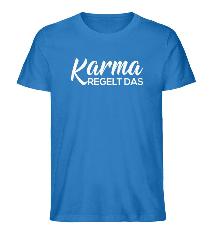 Karma regelt das-  Words on Shirts - PR  - Herren Premium Organic Shirt - Words on Shirts Sag es mit dem Mittelfinger Shirts Hoodies Sweatshirt Taschen Gymsack Spruch Sprüche Statement