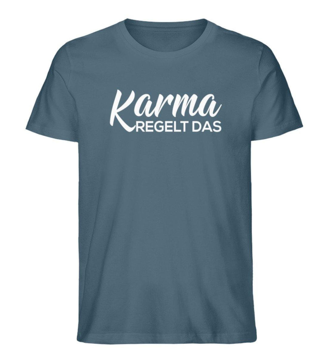 Karma regelt das-  Words on Shirts - PR  - Herren Premium Organic Shirt - Words on Shirts Sag es mit dem Mittelfinger Shirts Hoodies Sweatshirt Taschen Gymsack Spruch Sprüche Statement