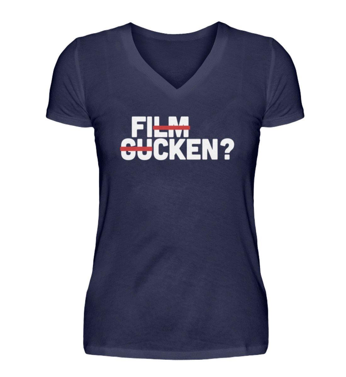 Film Gucken - Fi cken  - V-Neck Damenshirt