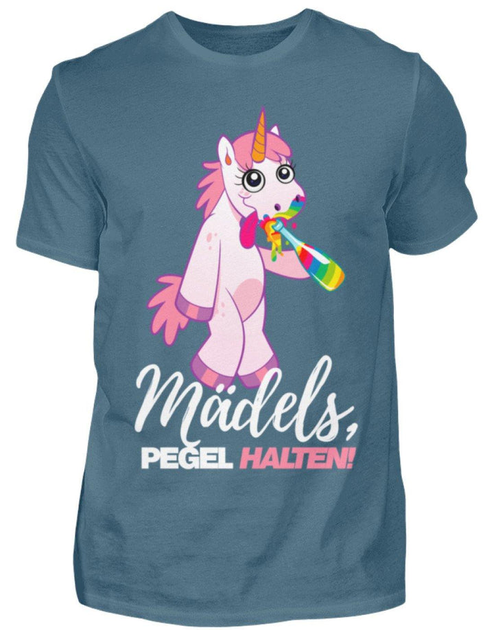 Mädels, Pegel halte - Einhorn  - Herren Shirt - Words on Shirts Sag es mit dem Mittelfinger Shirts Hoodies Sweatshirt Taschen Gymsack Spruch Sprüche Statement