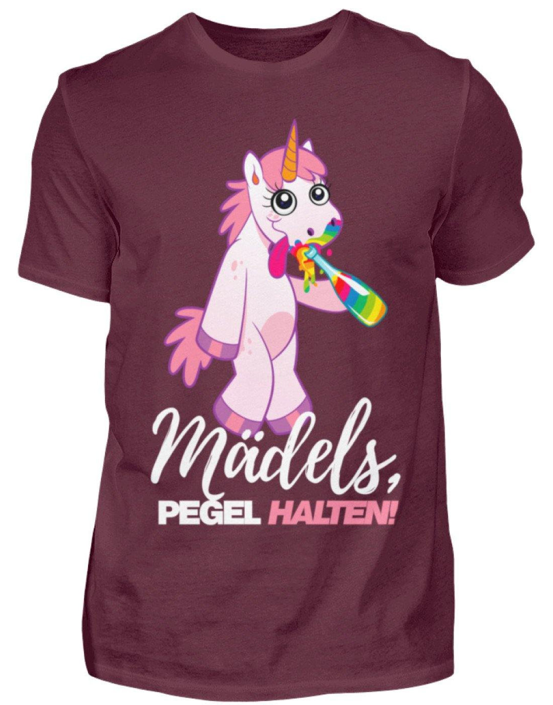 Mädels, Pegel halte - Einhorn  - Herren Shirt - Words on Shirts Sag es mit dem Mittelfinger Shirts Hoodies Sweatshirt Taschen Gymsack Spruch Sprüche Statement