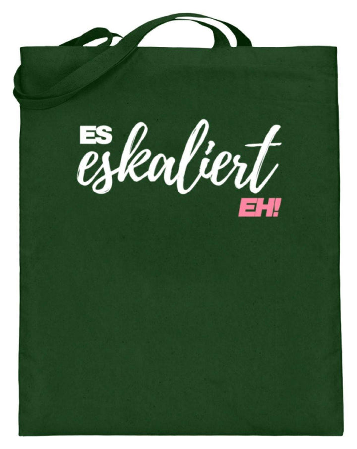 Es Eskaliert Eh - Words on Shirts (2)  - Jutebeutel (mit langen Henkeln) - Words on Shirts Sag es mit dem Mittelfinger Shirts Hoodies Sweatshirt Taschen Gymsack Spruch Sprüche Statement