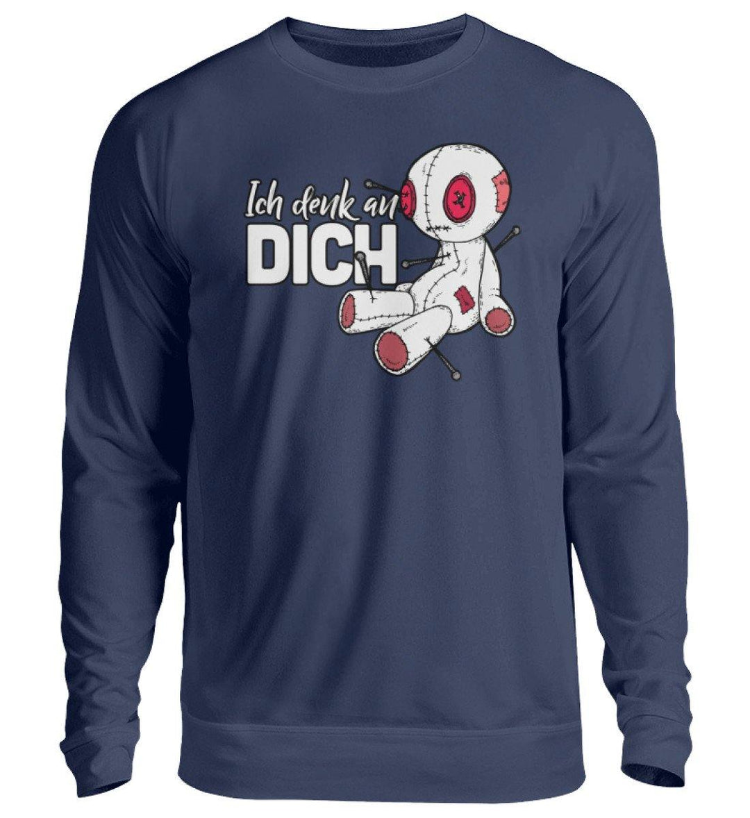 Voodoo Ich denk an dich Words on Shirts  - Unisex Pullover - Words on Shirts Sag es mit dem Mittelfinger Shirts Hoodies Sweatshirt Taschen Gymsack Spruch Sprüche Statement