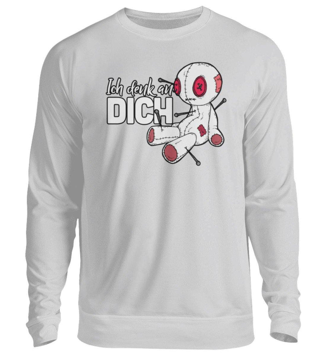 Voodoo Ich denk an dich Words on Shirts  - Unisex Pullover - Words on Shirts Sag es mit dem Mittelfinger Shirts Hoodies Sweatshirt Taschen Gymsack Spruch Sprüche Statement
