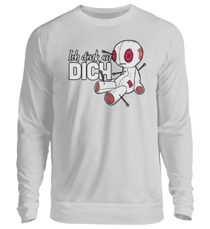Voodoo Ich denk an dich Words on Shirts  - Unisex Pullover - Words on Shirts Sag es mit dem Mittelfinger Shirts Hoodies Sweatshirt Taschen Gymsack Spruch Sprüche Statement