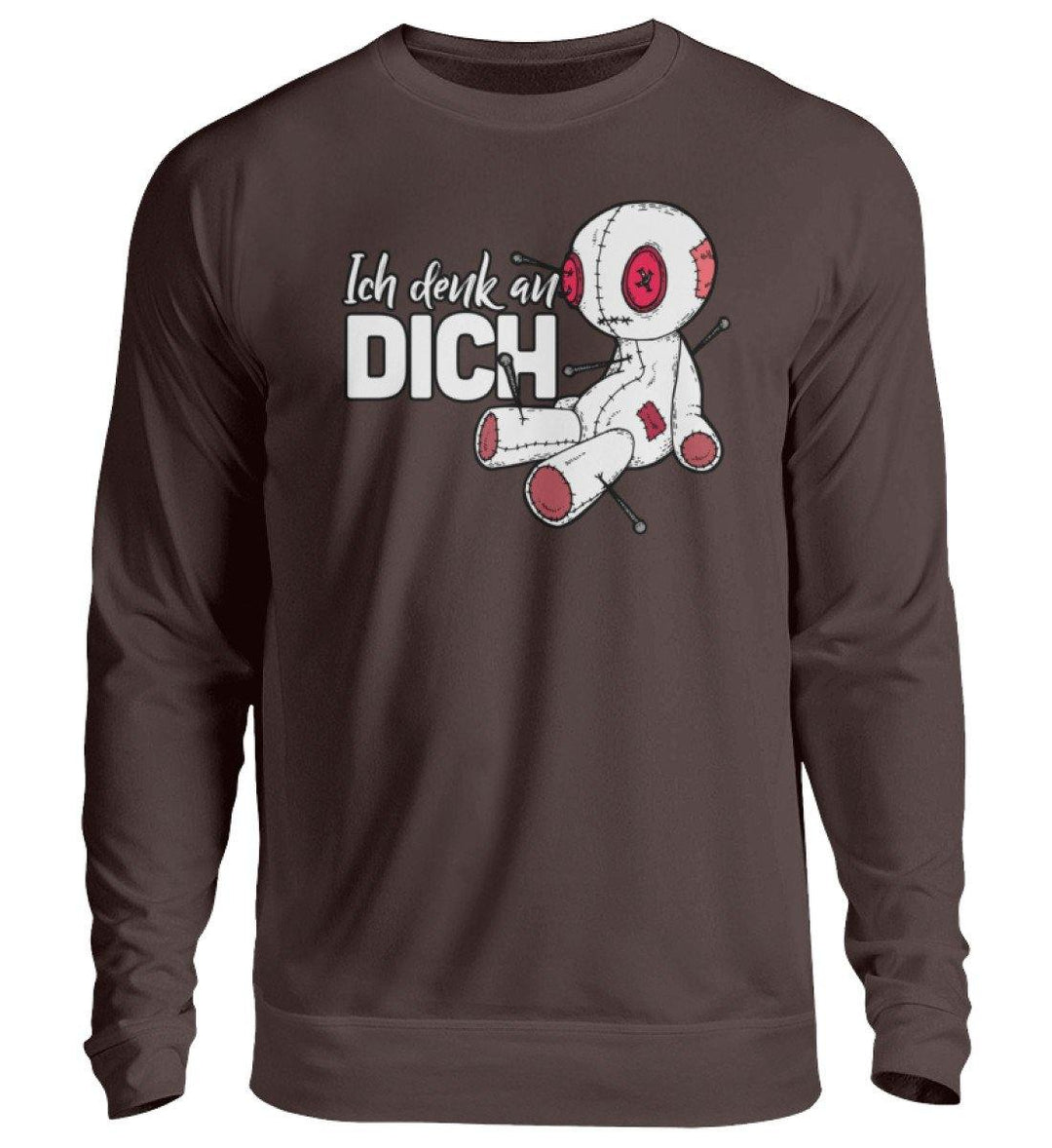 Voodoo Ich denk an dich Words on Shirts  - Unisex Pullover - Words on Shirts Sag es mit dem Mittelfinger Shirts Hoodies Sweatshirt Taschen Gymsack Spruch Sprüche Statement