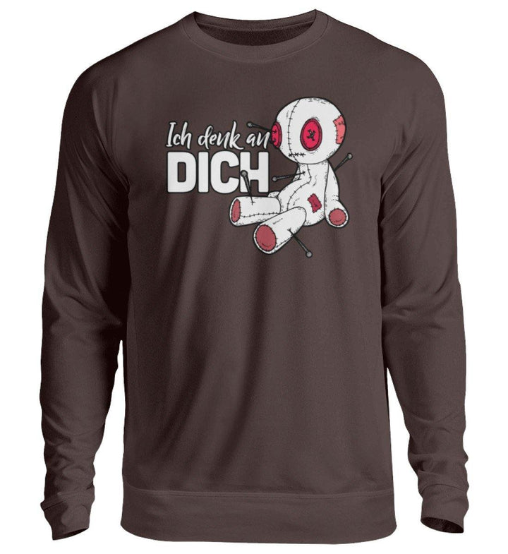 Voodoo Ich denk an dich Words on Shirts  - Unisex Pullover - Words on Shirts Sag es mit dem Mittelfinger Shirts Hoodies Sweatshirt Taschen Gymsack Spruch Sprüche Statement