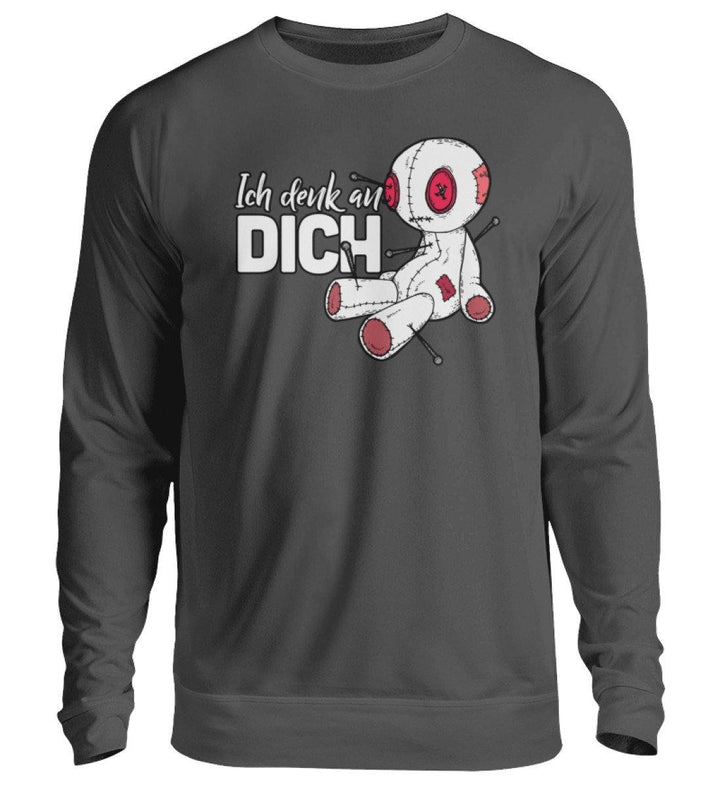 Voodoo Ich denk an dich Words on Shirts  - Unisex Pullover - Words on Shirts Sag es mit dem Mittelfinger Shirts Hoodies Sweatshirt Taschen Gymsack Spruch Sprüche Statement