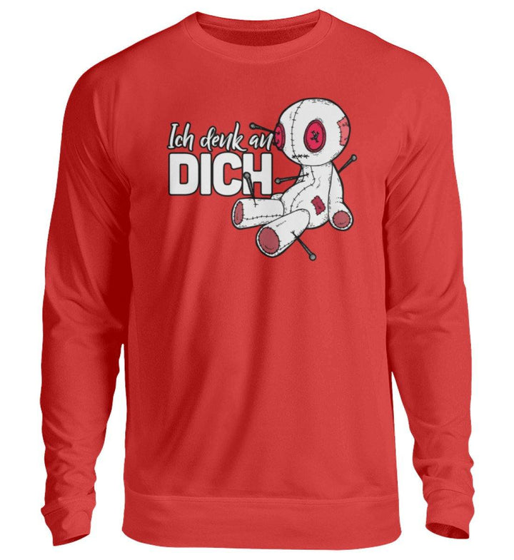 Voodoo Ich denk an dich Words on Shirts  - Unisex Pullover - Words on Shirts Sag es mit dem Mittelfinger Shirts Hoodies Sweatshirt Taschen Gymsack Spruch Sprüche Statement