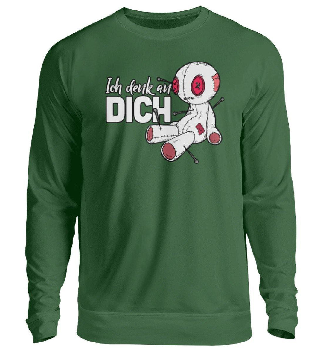 Voodoo Ich denk an dich Words on Shirts  - Unisex Pullover - Words on Shirts Sag es mit dem Mittelfinger Shirts Hoodies Sweatshirt Taschen Gymsack Spruch Sprüche Statement